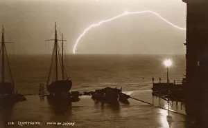 Effect Collection: Hastings, Sussex - Lightning over the sea from the beach