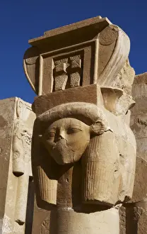Hathor Prints: Hathor column pillar belonging to the Chapel of Hathor. Deir