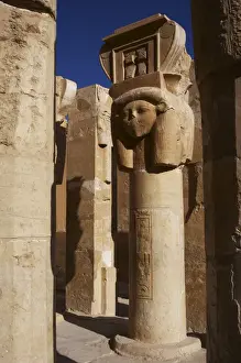 Hathor column pillars belonging to the Chapel of Hathor. Dei