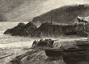 Hauling Prints: Hauling in the Boats - Evening by Charles Napier Hemy