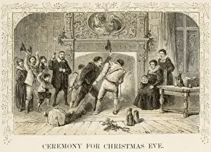 Yule Prints: Hauling Yule Log 17C