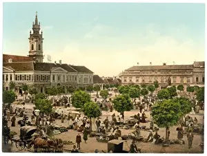 Hauptplatz and market, Grosswardein, Hungary, Austro-Hungary
