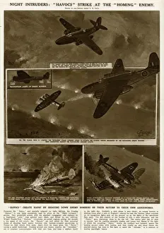 Intruders Prints: Havoc aircraft shoot down enemy bombers by G. H. Davis