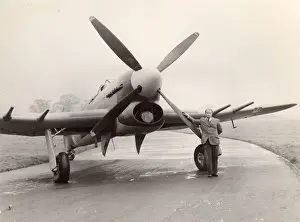 Typhoon Prints: The last Hawker Typhoon, a IB, with test pilot Moss