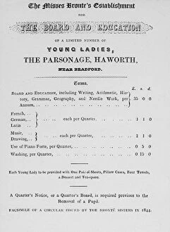 Charlotte Collection: Haworth Parsonage Bronte Sisters handbill / poster
