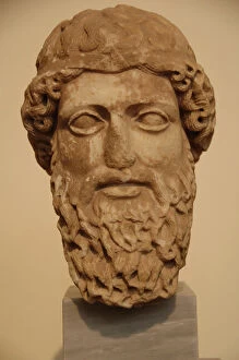 Hermes Gallery: Head of a bearded god in Pentelic marble probably depicting