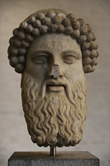 Olympian Gallery: Head of Hermes Propylaios. Roman copy from an greek original