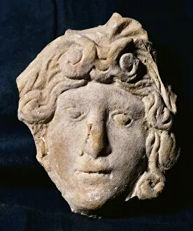Head of Medusa. Roman relief. Terracotta. 50 BC-50 AD. From