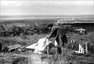 Xinjiang Prints: Head shaving in Kashgar, western China