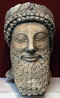 Images Dated 6th April 2008: Head from a statue of a bearded man with laurel wreath. 5th
