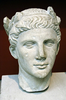 Images Dated 6th April 2008: Head from a statue of a devout man with laurel wreath. 270-2