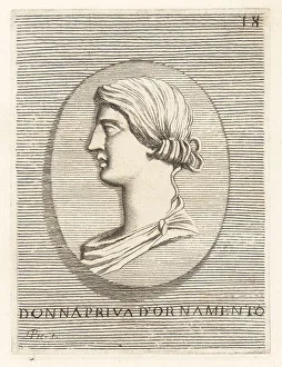 Etienne Picart Prints: Head of an unadorned Roman noble woman