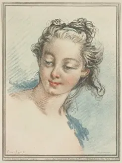Boucher Prints: Head of a young lady