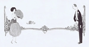 Images Dated 21st April 2016: Header sketch of fashionable young lady and young man, 1921