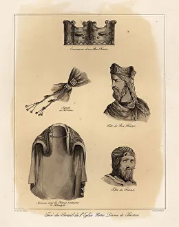 Bossange Prints: Heads and crown of a Frankish king, cloak buckle and chlamys, 5t