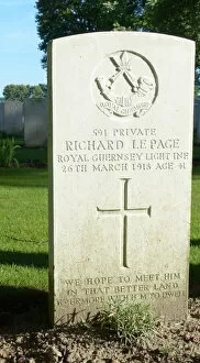 Militia Collection: Headstone of Private Richard le Page, 26 March 1918