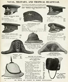 Images Dated 6th November 2015: Headwear for naval, military and tropical 1937