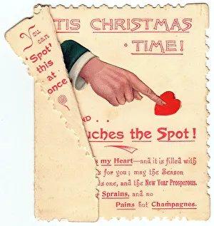 Puns Prints: Heart with comic verse on a Christmas and New Year card