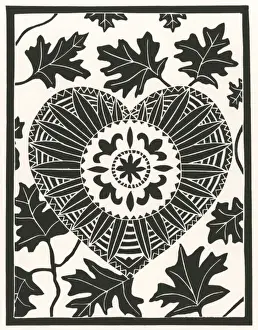 Heart surrounded by oak leaves