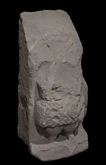 Voluminous Prints: Heavily damaged stone statue. From the Tas-Silg