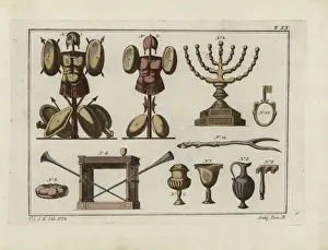 Robertvonspalart Prints: Hebrew helmets, chandelier, table, bread, household items