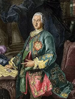 Images Dated 23rd December 2012: Heinrich, count von Bruhl (1700-1763). Colored engraving
