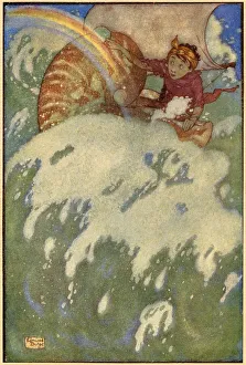 He held out the little shell in the beam of coloured light. Scene from The Sea-fairy and the Land-fairy, and How They Quarrelled. Date: 1913