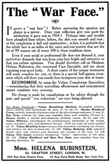 Salon Collection: Helena Rubinstein advert, The War Face, WW1