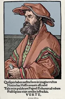 Facsimile Prints: Helius Eobanus Hessus (1488-1540). Portrait. Colored engravi