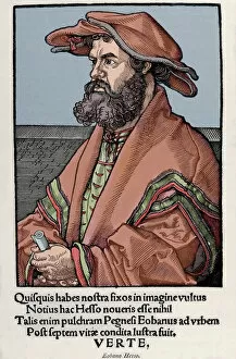 Images Dated 23rd January 2013: Helius Eobanus Hessus (1488-1540). Portrait. Colored engravi