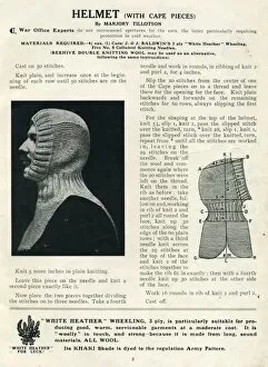 Knitting Gallery: Helmet with cape pieces by Marjory Tillotson, WW1 knitting