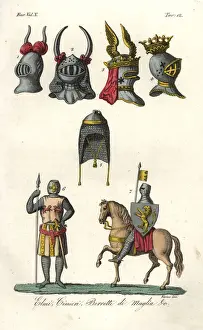 Chivalry Prints: Helmets, crests, chainmail hoods, armour, etc