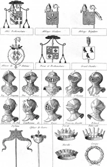 Images Dated 29th September 2011: Helmets, Crowns, Banners