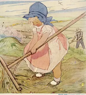 Bonnet Prints: Helping Daddy by Muriel Dawson