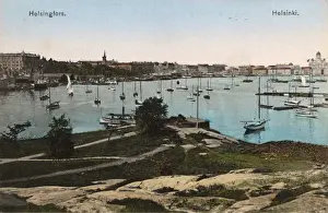 Helsingfors Prints: Helsinki, Finland - Boats moored in the Bay