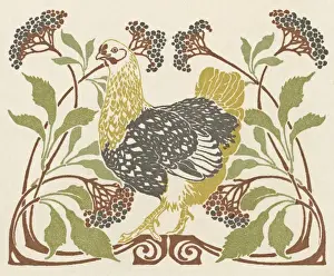 Clump Prints: Hen in clump of leaves