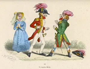 Blows Prints: Hen and Two Cocks