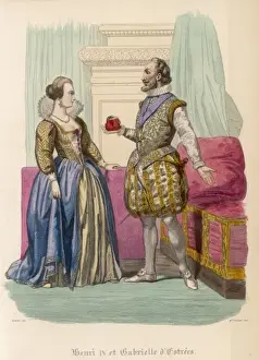 1553 Prints: Henri IV of France with Gabrielle d Estrees