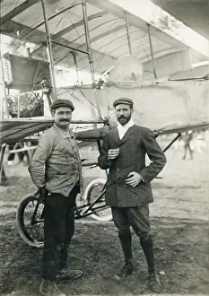 Henry Farman, 1874-1958, alongside the Voisin-Farman Ibis