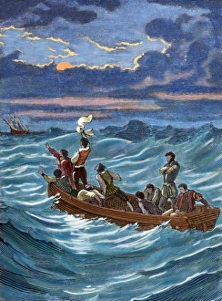 Images Dated 23rd January 2013: Henry Hudson (1565-1611) abandoned by his crew. Engraving. C