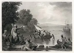 Discovers Prints: Henry Hudson discovering the Hudson River