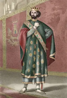 Henry II (1333-1379). Engraving. Colored