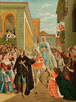 Segovia Prints: Henry IV of Castile (1425-1474) presents his sister Isabella