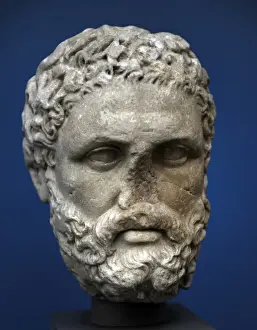 Hercules Prints: Heracles. Divine hero in Greek mythology. Head. Marble