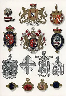 Edwin Collection: Heraldic crests, rings and brooches in enamel and gold