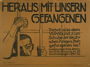 Deutschen Prints: Heraus mit unsern Gefangenen! Tretet alle dem Volksbund zum