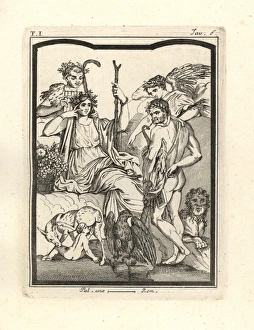 Antiquitiesofherculaneum Gallery: Hercules and his son Telephus, who was suckled by a doe