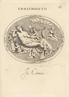 Cupids Prints: Hermaphrodite reclining like Venus with Cupids