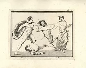 Stab Gallery: A hero (Theseus) about to stab the centaur Euritus