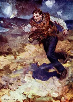 Valour Prints: Heroic midshipman carrying ammunition to British fighters